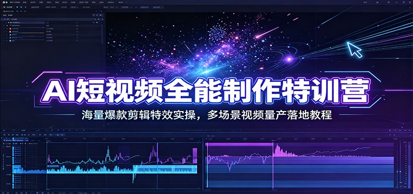 AI短视频全能制作特训营：海量爆款剪辑特效实操，多场景视频量产落地教程-小白项目网