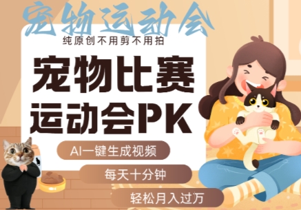 AI一键生成宠物比赛运动会PK视频，纯原创不用剪不用拍，每天十分钟，轻松月入过1W+-小白项目网