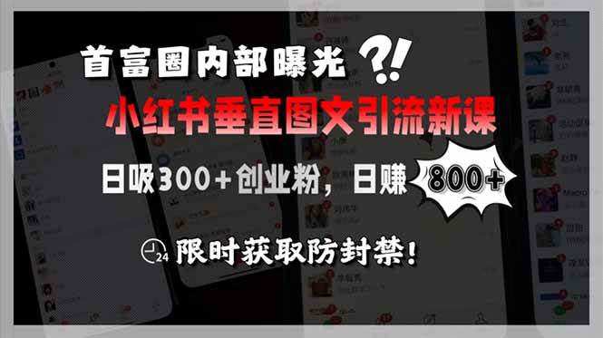 （15313期）首富圈内部曝光小红书垂直图文引流新课，日吸300+创业粉，日赚800+，限…-小白项目网