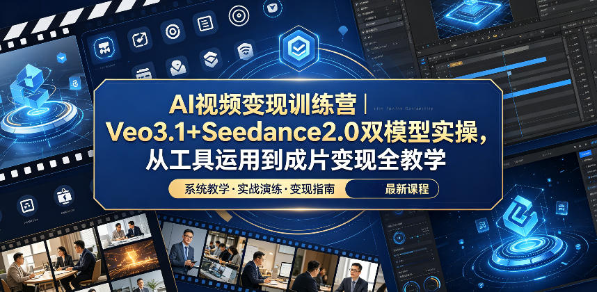AI视频变现训练营|Veo3.1+Seedance2.0双模型实操,从工具运用到成片变现全教学-小白项目网