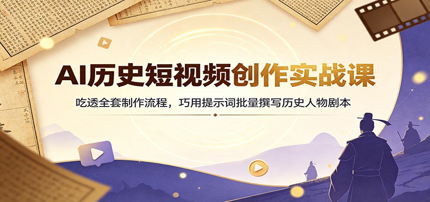 AI历史短视频创作实战课：吃透全套制作流程，巧用提示词批量撰写历史人物剧本-小白项目网