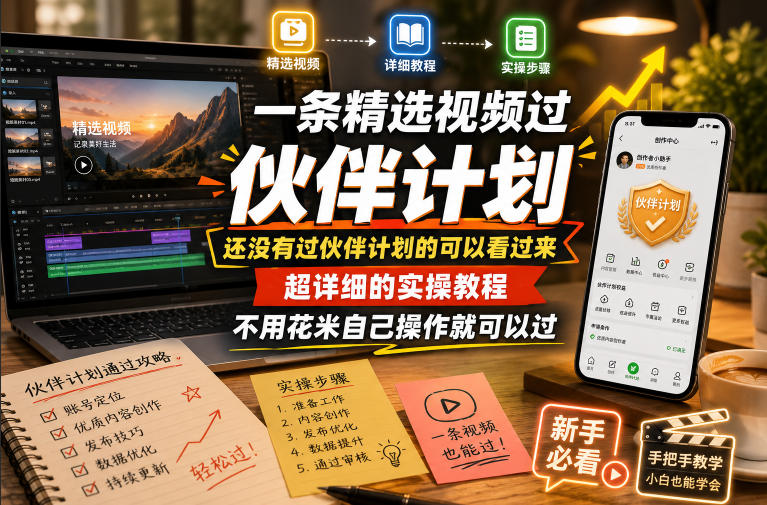 一条精选视频过伙伴计划,还没有过伙伴计划的可以看过来,超详细的实操教程,不用花米自己操作就可以过-小白项目网