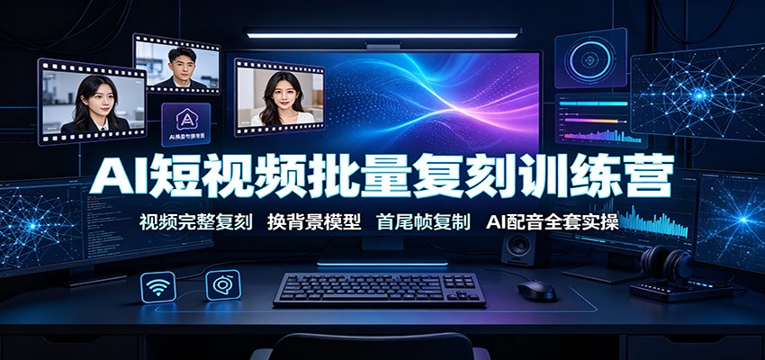 AI短视频批量复刻训练营：视频完整复刻，换背景模型、首尾帧复制、AI配音全套实操-小白项目网