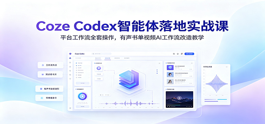 Coze Codex智能体落地实战课:平台工作流全套操作,有声书单视频AI工作流改造教学-小白项目网