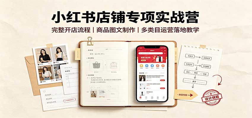 小红书店铺专项实战营：完整开店流程，商品图文制作，多类目运营落地教学-小白项目网