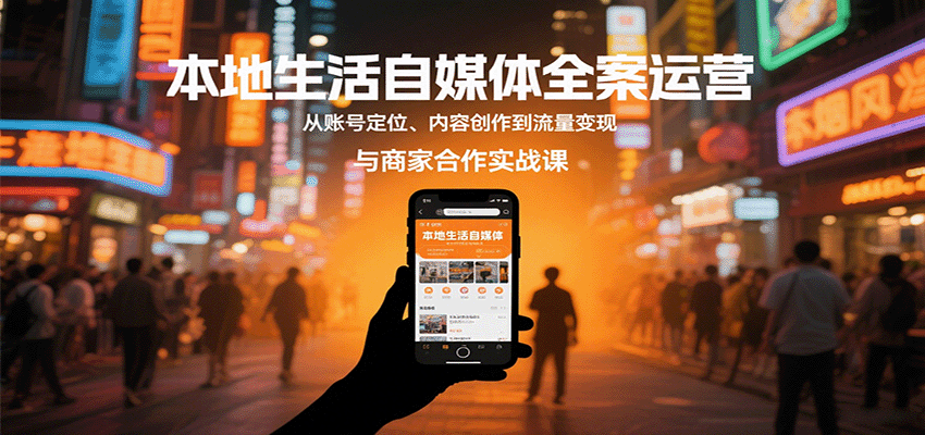 本地生活自媒体全案运营，从账号定位、内容创作到流量变现与商家合作实战课-小白项目网
