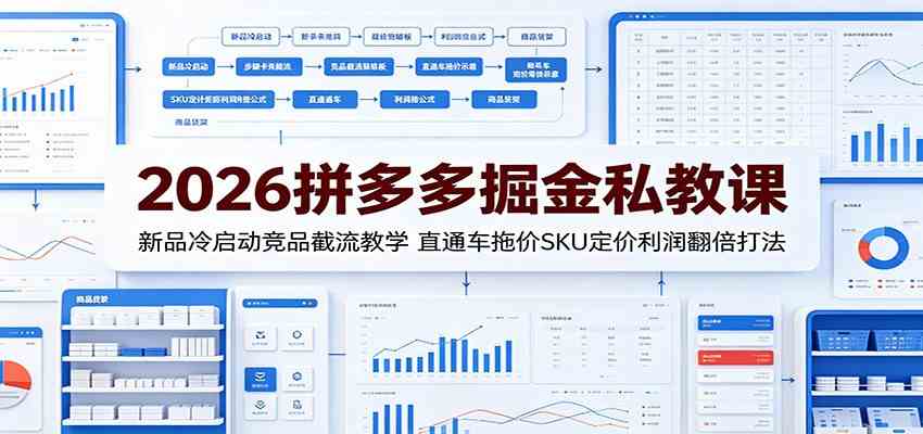 2026拼多多掘金私教课:新品冷启动竞品截流教学,直通车拖价SKU定价利润翻倍打法-小白项目网