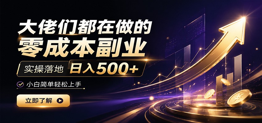 大佬们都在做的零成本副业,实操落地日入500+,小白一秒上手-小白项目网