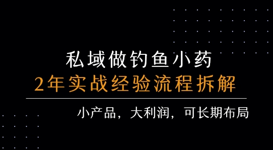 私域做钓鱼小药 每单利润3张+ 详细流程拆解-小白项目网