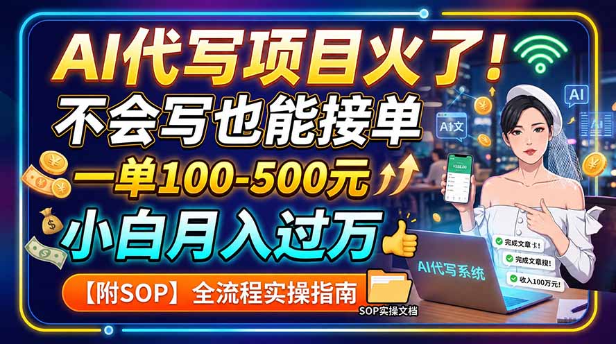 AI代写项目火了！不会写也能接单，一单100-500元，小白月入过万【附SOP】-小白项目网