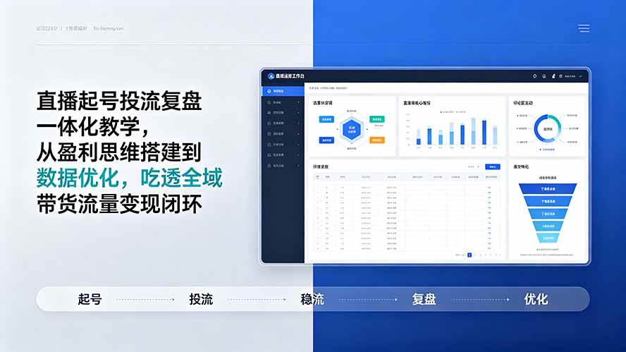 （19241期）直播起号投流复盘一体化教学，从盈利思维搭建到数据优化，吃透全域带货流量变现闭环-小白项目网