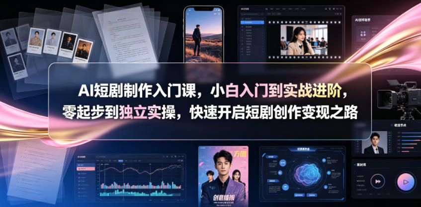 AI短剧制作入门课,小白入门到实战进阶,零起步到独立实操,快速开启短剧创作变现之路-小白项目网