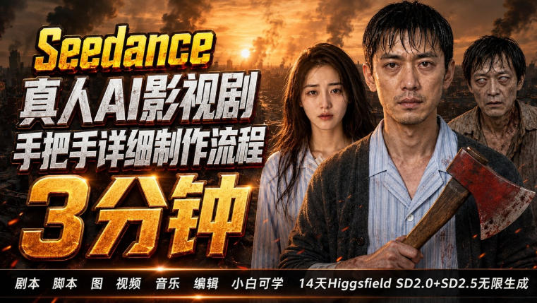 3分钟真人AI影视剧怎么做？SD 2.0手把手完整制作流程｜Higgsfield 14天SD 2.0/2.5无限生成-小白项目网