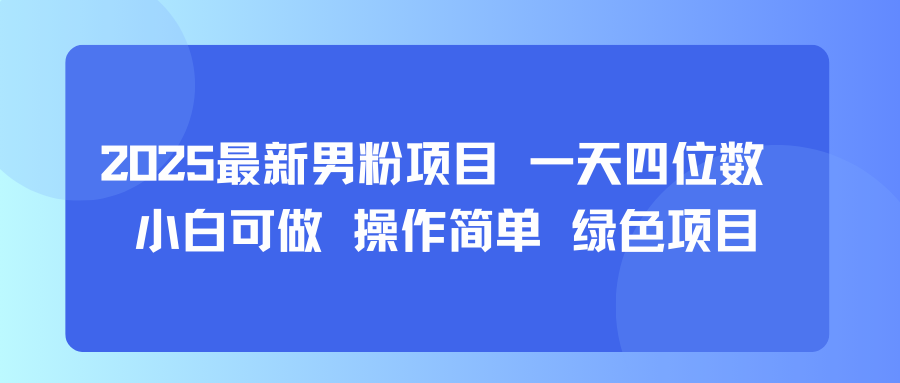 2025最新男粉项目 一天四位数 小白可做 操作简单 绿色项目 - 小白项目网-小白项目网
