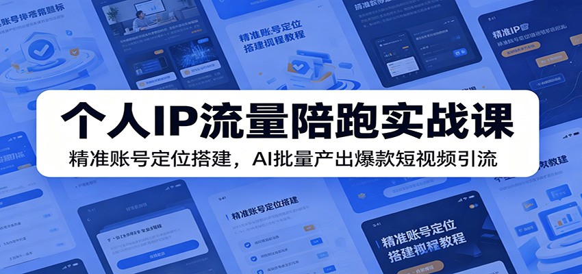 个人IP流量陪跑实战课：精准账号定位搭建，AI批量产出爆款短视频引流-小白项目网