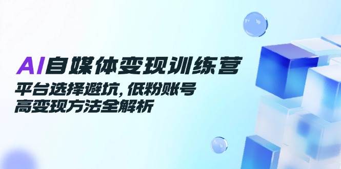 AI自媒体变现训练营，平台选择避坑，低粉账号高变现方法全解析-小白项目网