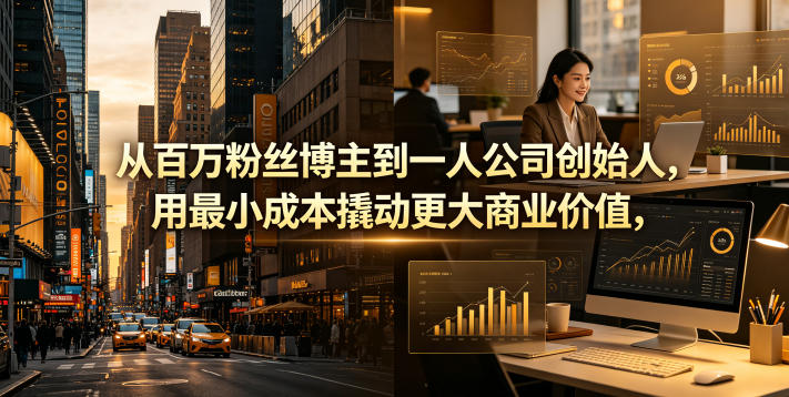从百万粉丝博主到一人公司创始人，用最小成本撬动更大商业价值-小白项目网
