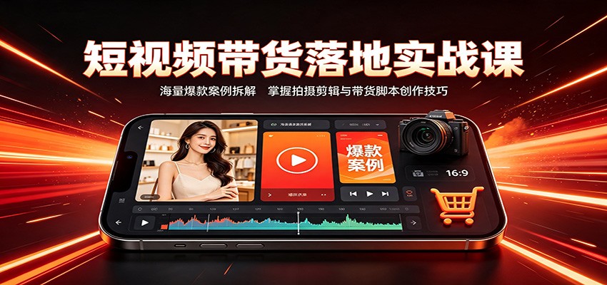 短视频带货落地实战课：海量爆款案例拆解，掌握拍摄剪辑与带货脚本创作技巧-小白项目网