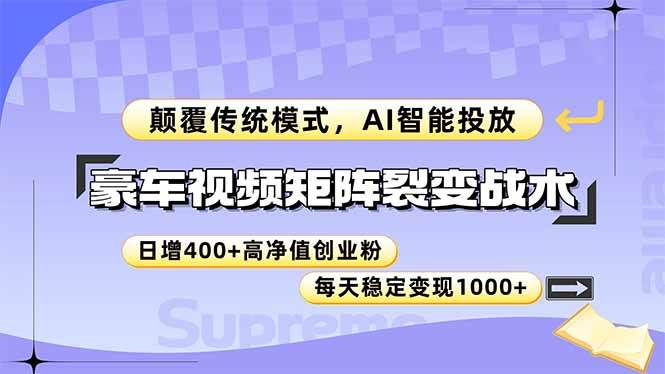 （14903期）豪车视频矩阵裂变战术，颠覆传统模式，AI智能投放，日增400+高净值创业… - 小白项目网-小白项目网