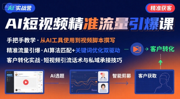 AI+短视频引爆精准客户实战营，手把手教你引爆Ai短视频精准流量-小白项目网