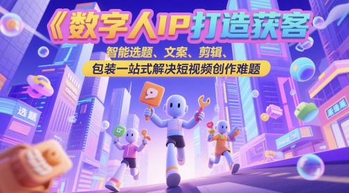 数字人IP打造获客变现实操课，智能选题、文案、剪辑、包装一站式解决短视频创作难题-小白项目网