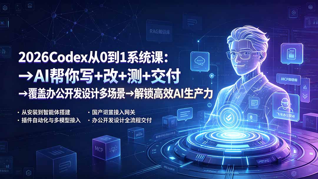 2026Codex从0到1系统课：→AI帮你写+改+测+交付→覆盖办公开发设计多场景→解锁高效AI生产力-小白项目网