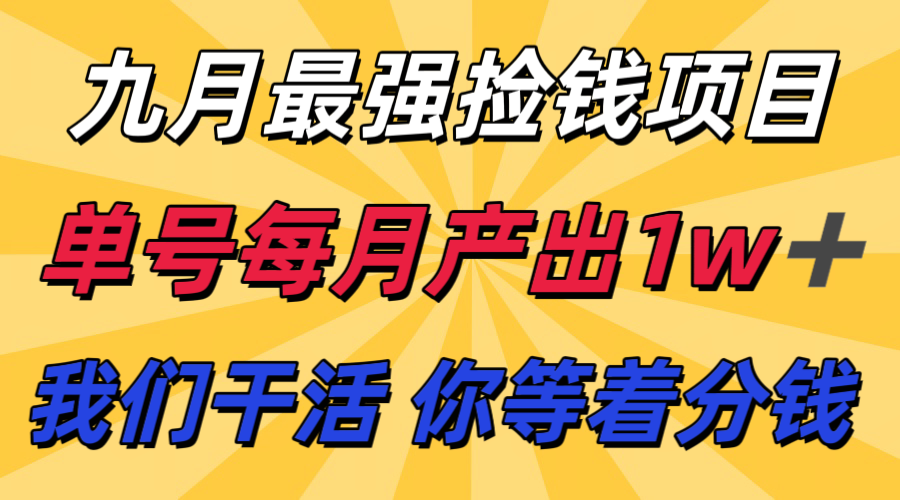 九月最强捡钱项目！ 支付宝分成代运营，我们干活，你分钱！单号月产1w+-小白项目网
