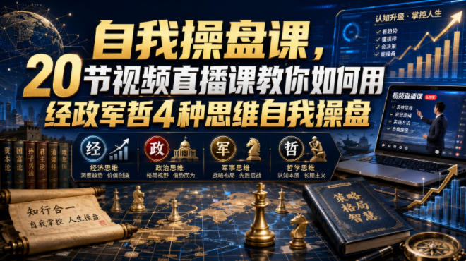 自我操盘课,20节视频直播课教你如何用经政军哲4种思维自我操盘-小白项目网