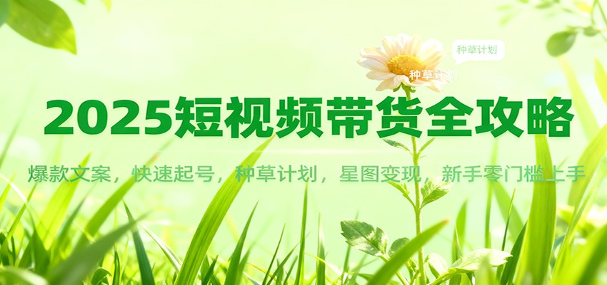 2025短视频带货全攻略：爆款文案，快速起号，种草计划，星图变现，新手零门槛上手-小白项目网