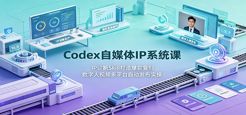 Codex自媒体IP系统课：IP诊断Skill打造爆款复刻，数字人视频多平台自动发布实操-小白项目网