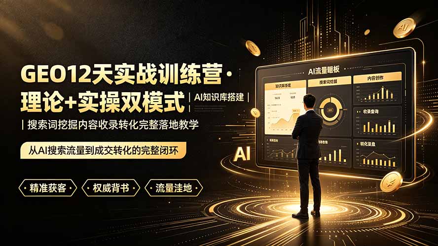 GEO12天实战训练营·理论+实操双模式|AI知识库搭建|搜索词挖掘内容收录转化完整落地教学-小白项目网