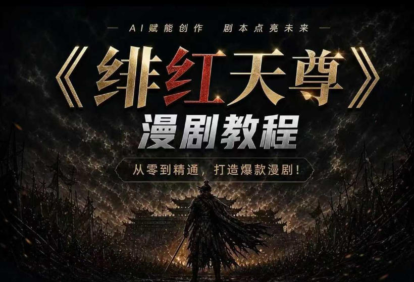 绯红天尊AI漫剧系统教程｜从零入门到精通，工具运用+剧本创作+爆款逻辑+提示词素材+镜头剪辑，全套爆款漫剧落地实战课-小白项目网