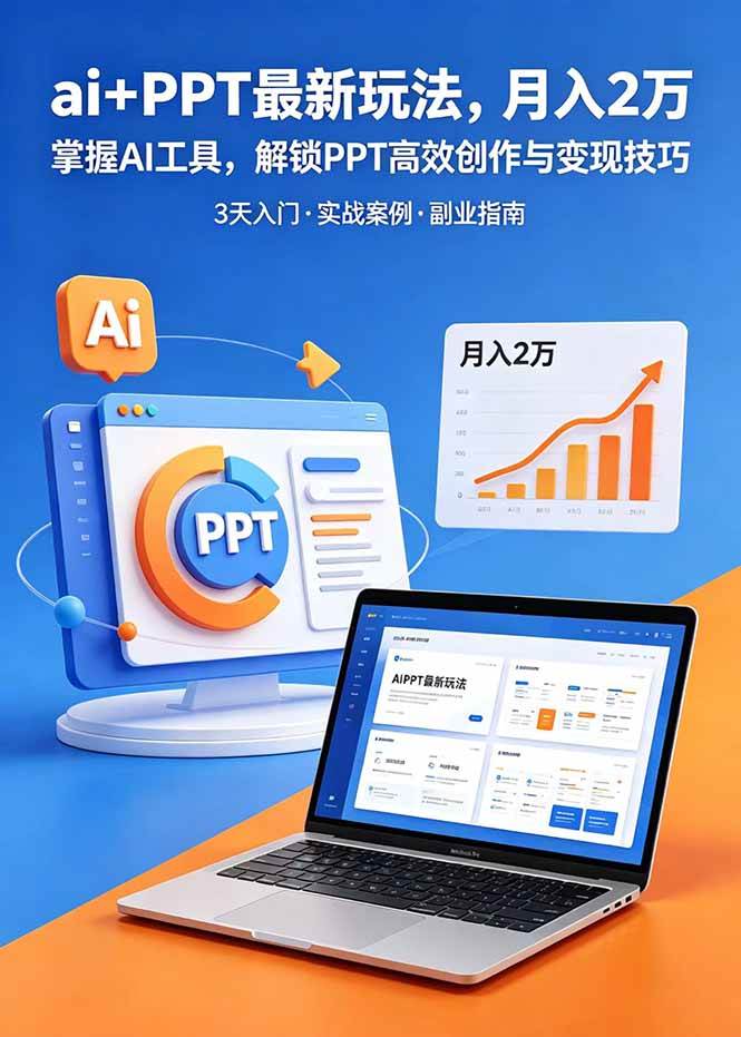 (18881期)ai+PPT最新玩法,月入2万掌握AI工具,解锁PPT高效创作与变现技巧3天入门,实战案例·副业指南-小白项目网