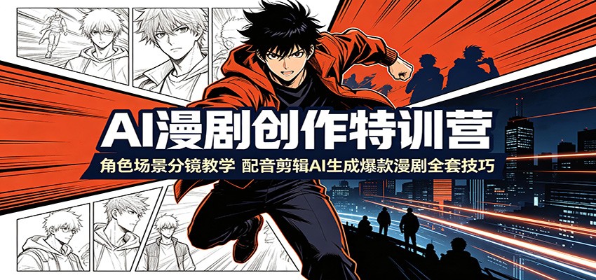 AI漫剧创作特训营:角色场景分镜教学,配音剪辑AI生成爆款漫剧全套技巧-小白项目网