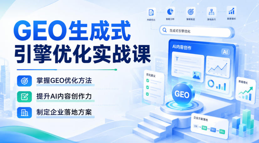 GEO生成式引擎优化实战课，掌握GEO优化方法，提升AI内容创作力，制定企业落地方案-小白项目网
