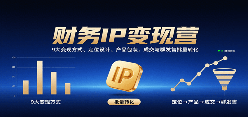 财务IP变现营：9大变现方式、定位设计、产品包装，成交与群发售批量转化-小白项目网