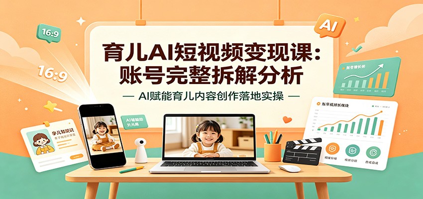 育儿AI短视频变现课：账号完整拆解分析，AI赋能育儿内容创作落地实操-小白项目网
