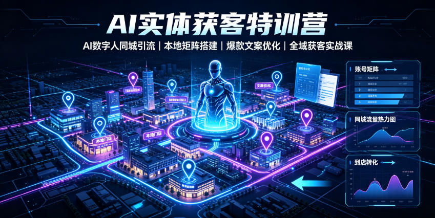 AI实体获客特训营｜AI数字人同城引流、本地矩阵搭建、爆款文案优化全域获客实战课-小白项目网