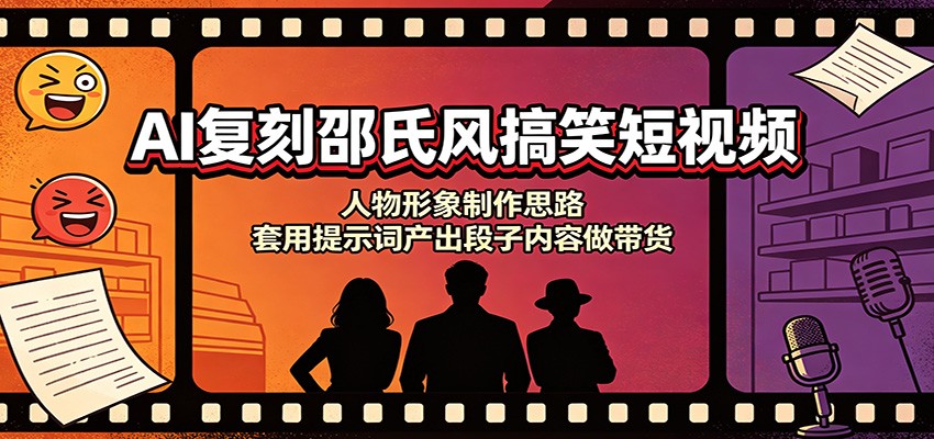 AI复刻邵氏风搞笑短视频：人物形象制作思路，套用提示词产出段子内容做带货-小白项目网
