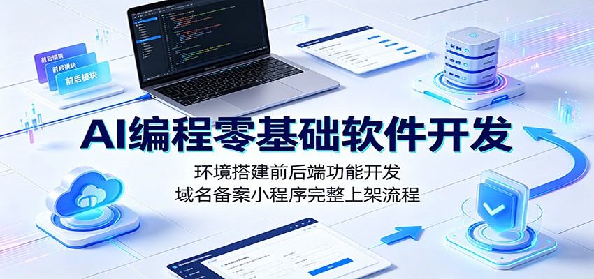 AI编程零基础软件开发:环境搭建前后端功能开发,域名备案小程序完整上架流程-小白项目网