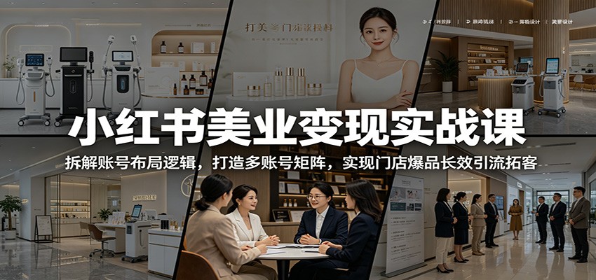 小红书美业变现实战课：拆解账号布局逻辑，打造多账号矩阵，实现门店爆品长效引流拓客-小白项目网