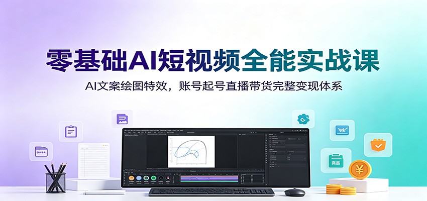 零基础AI短视频全能实战课:AI文案绘图特效,账号起号直播带货完整变现体系-小白项目网
