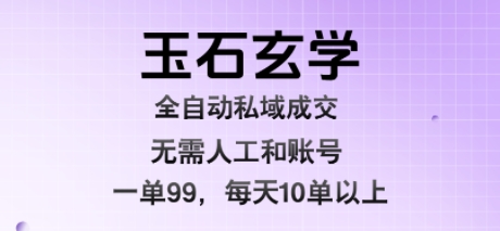 玉石玄学全自动私域成交，一单99每天十单以上，无需人工和矩阵账号，蓝海项目直接干【揭秘】-小白项目网