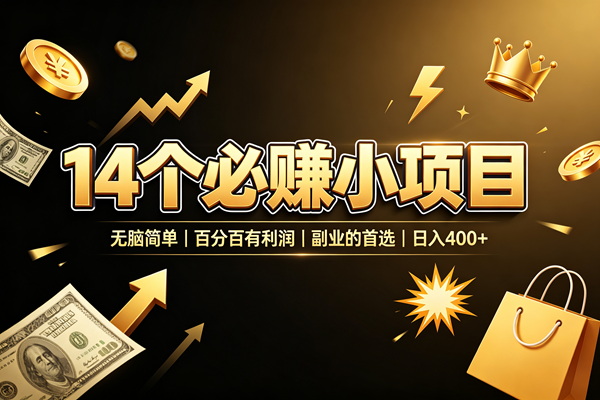 （19267期）14 个必赚小项目，无脑简单，百分百有利润，副业的首选，日入 400+-小白项目网