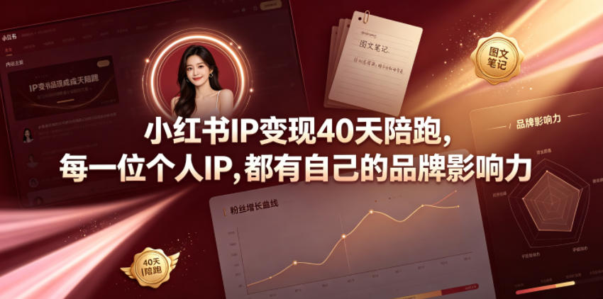小红书IP变现40天陪跑，每一位个人IP，都有自己的品牌影响力-小白项目网