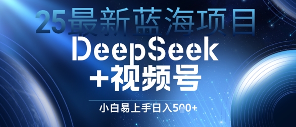 25最新蓝海项目DeepSeek+视频号，小白易上手日入几张-小白项目网