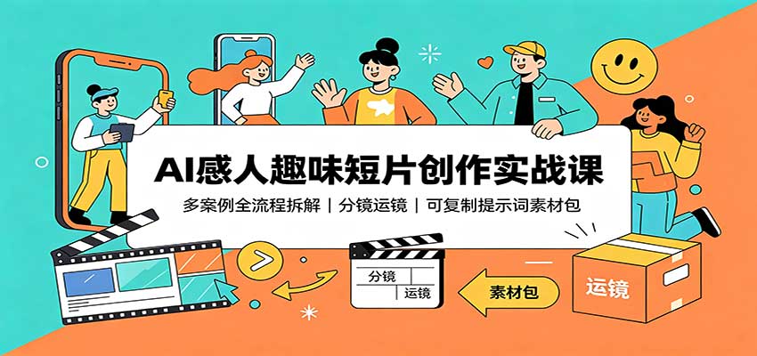 AI感人趣味短片创作实战课：多案例全流程拆解，分镜运镜，可复制提示词素材包-小白项目网